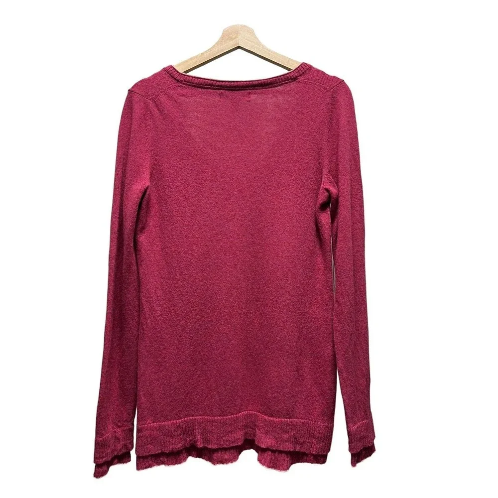 Banana Republic Women V-Neck Double Trim Sweater Sz L Pink‎ Cashmere/Wool Blend